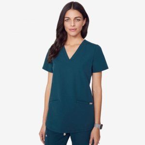 Figs Scrub Top in Carribean Blue